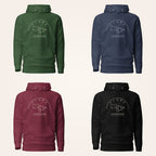 Clare Cliffs of Moher hoodie in forest green navy maroon and black