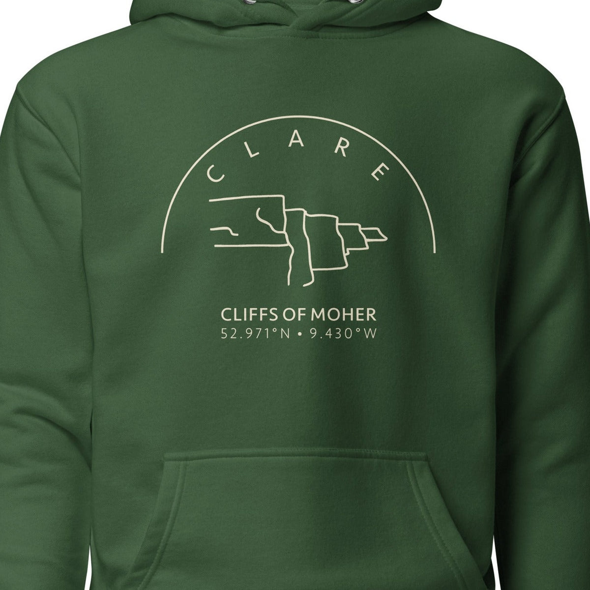 Clare Cliffs of Moher hoodie chest design detail