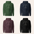 Cork Fastnet Lighthouse hoodie in forest green navy maroon and black