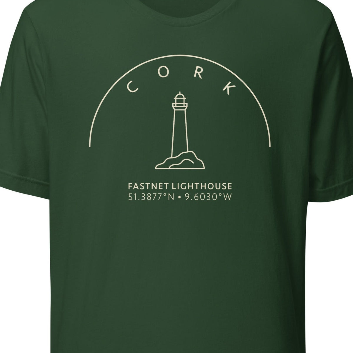 Cork Fastnet Lighthouse T-shirt chest design detail