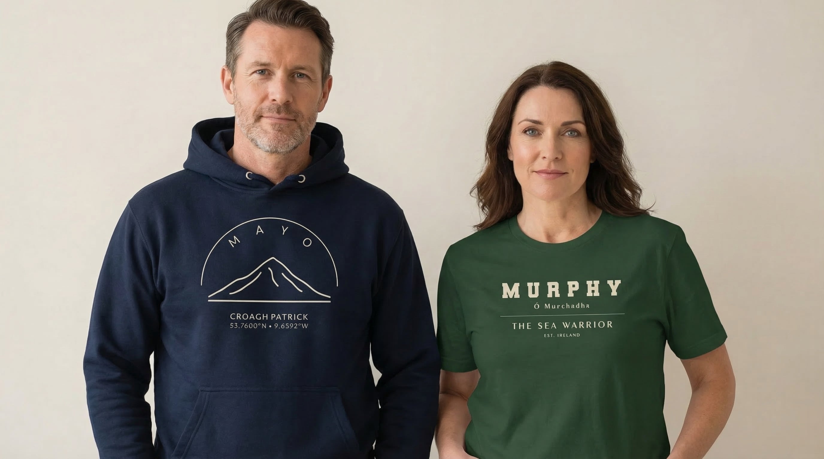 Couple wearing Mayo and Murphy hoodies