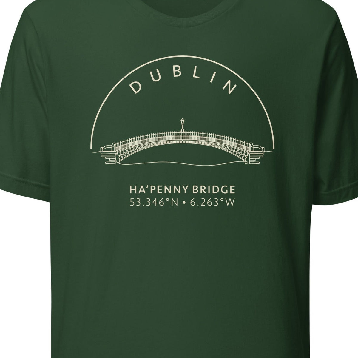 Dublin Ha’penny Bridge T-shirt chest design detail