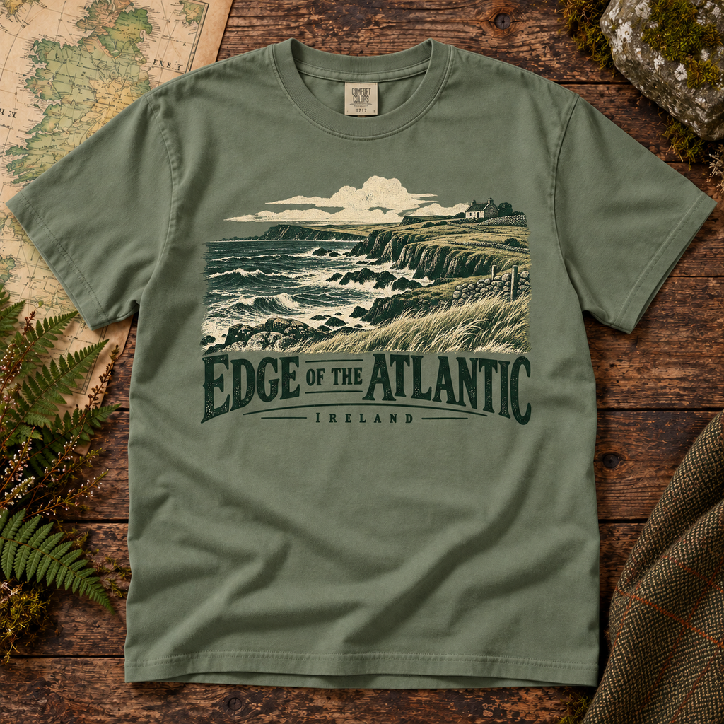 Edge of the Atlantic Ireland T-Shirt — Moss — Áit Standard Catalog Mockup v1