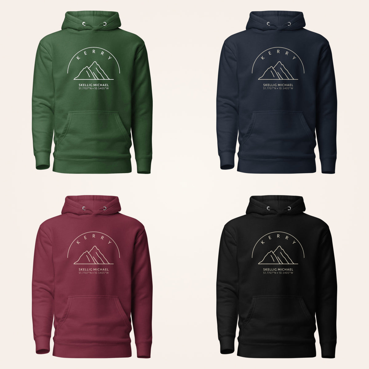 Kerry Skellig Michael hoodie in forest green navy maroon and black