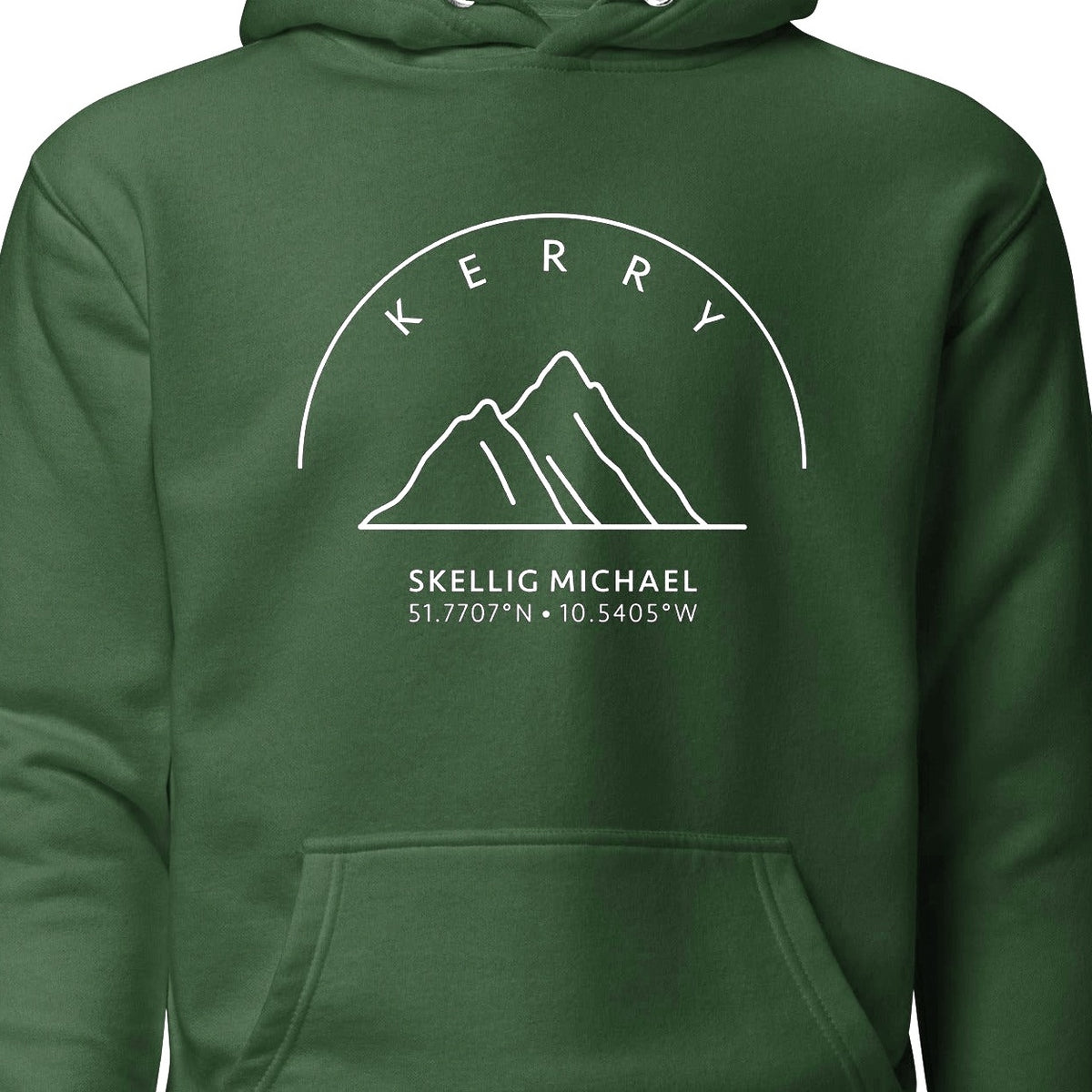Kerry Skellig Michael hoodie chest design detail