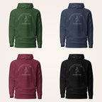 Leixlip Wonderful Barn hoodie in forest green navy maroon and black
