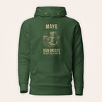 Mayo Dún Briste hoodie front view on warm ivory background