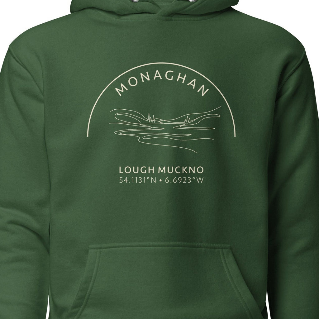 Monaghan Lough Muckno hoodie chest design detail