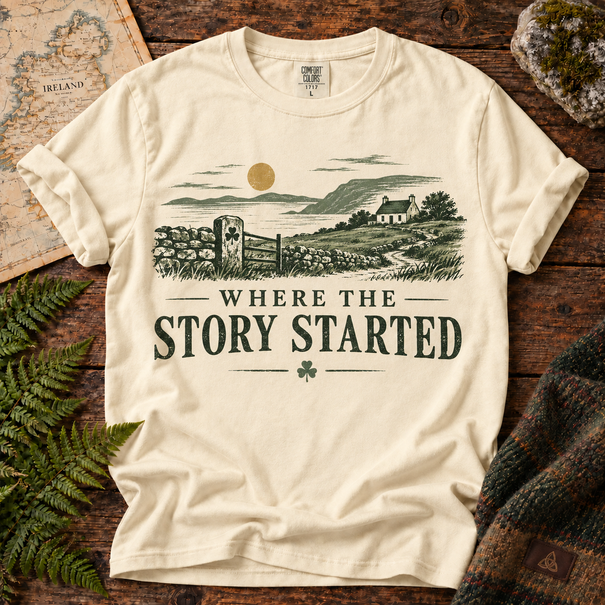 Where the Story Started T-Shirt — Ivory — Áit Standard Catalog Mockup v1